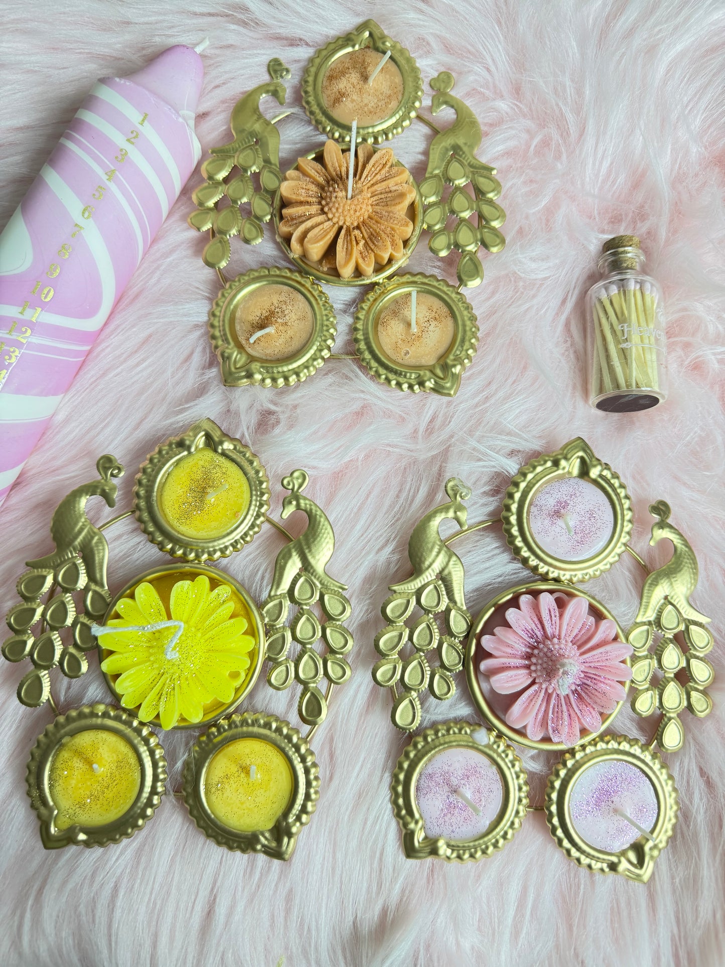 GOLDEN PEACOCK URLI CANDLE