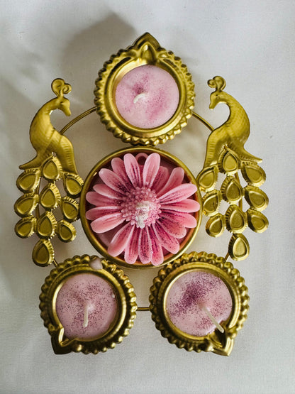 GOLDEN PEACOCK URLI CANDLE