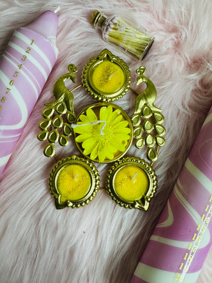 GOLDEN PEACOCK URLI CANDLE