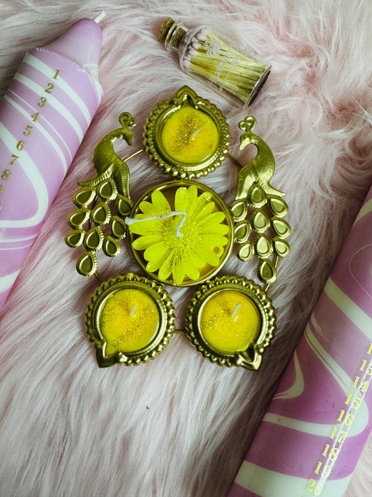 GOLDEN PEACOCK URLI CANDLE